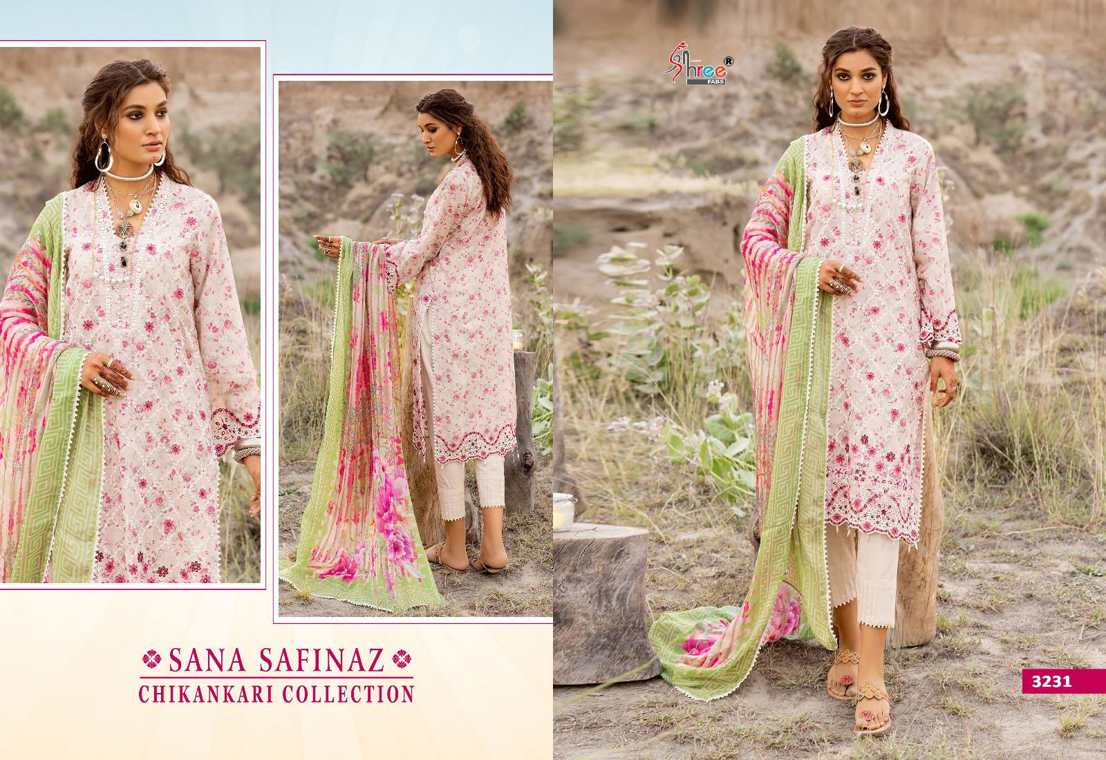 Sana Safinaz Chikankri Collection By Shrees Fab  Lawn Cotton Pakistani Suits